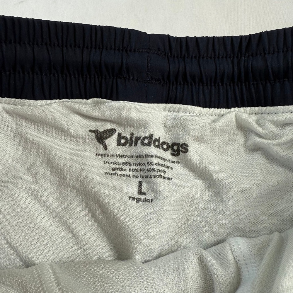 Birddogs Mens Large Navy Blue Lined Athletic Swim Trunks Drawstring Pockets - Picture 3 of 9